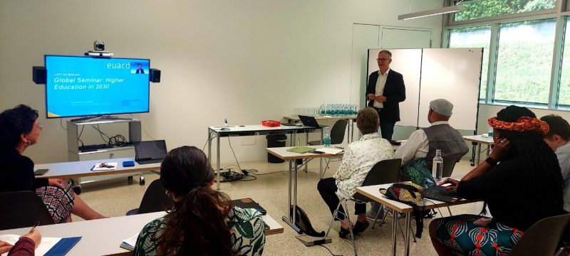 Image 3. Mary attending a lecture by Dr. Alexander Hasgall, Head of the European Union Association’s Council for Doctoral Education on the future of “Higher Education in 2030.”