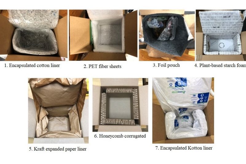 Image 2. Types of insulation/packaging being evaluated for meal kit and packaging companies.
